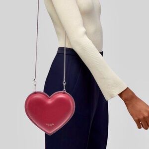 Kate Spade Red Leather Heart Crossbody Shoulder Bag